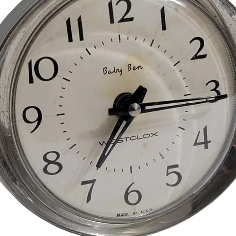 Vintage Westclox Baby Ben Alarm Clock Original Box Black & White
